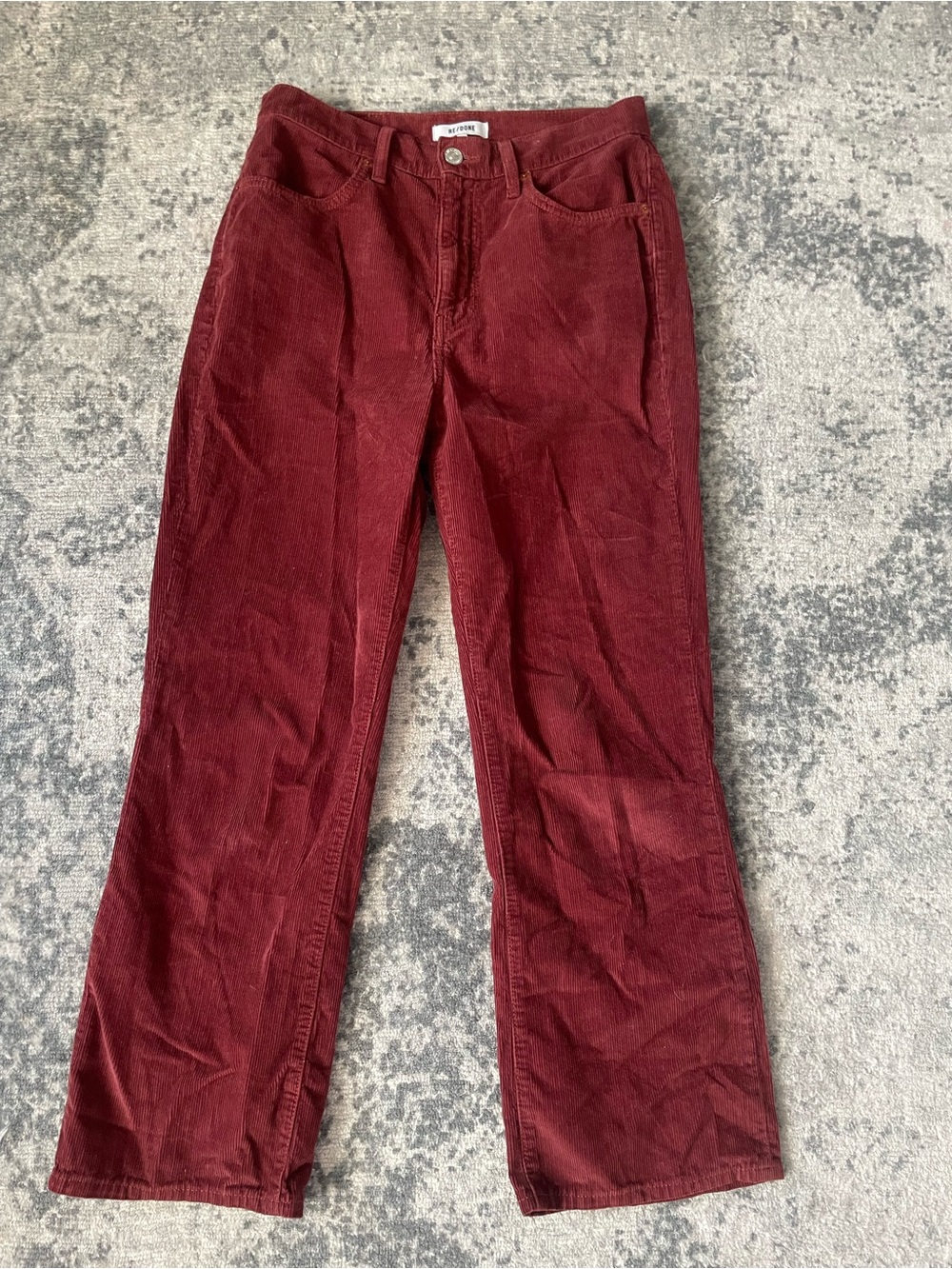 Re/Done Deep Burgundy Corduroy Pants - Picture 2 of 6